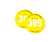 2 Loch-Metall-Aufkleber-Platten fertigten Durchmesser Metall-Logo Tags 70mm besonders an