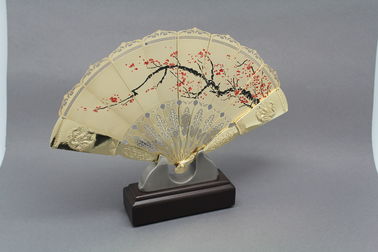 Kundengebundene Metallgoldsilber-Metallfaltende Handfan-Prize Chinese Traditonal-Andenken-Unterstützung