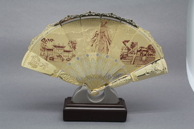 Edelstahl-Metallgoldfaltender Fan des Luxus-304 für Ätzungs-Technik der Dekorations-85*54mm
