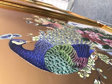 Kundenspezifisches Hotel-dekoratives Metallbilderrahmen-Wand-Kunst Cloisonne-Farben-Email
