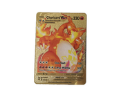 Metallgold 0.4mm Stärke Charizard-Sammlungs-Karte Vmax DX GX Pokemon überzog