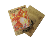 Metallgold 0.4mm Stärke Charizard-Sammlungs-Karte Vmax DX GX Pokemon überzog
